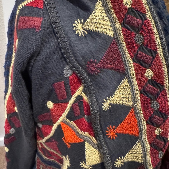 Biya Johnny Was Navy Multicolored Embroidered Duster. Size Small. - Picture 3 of 10